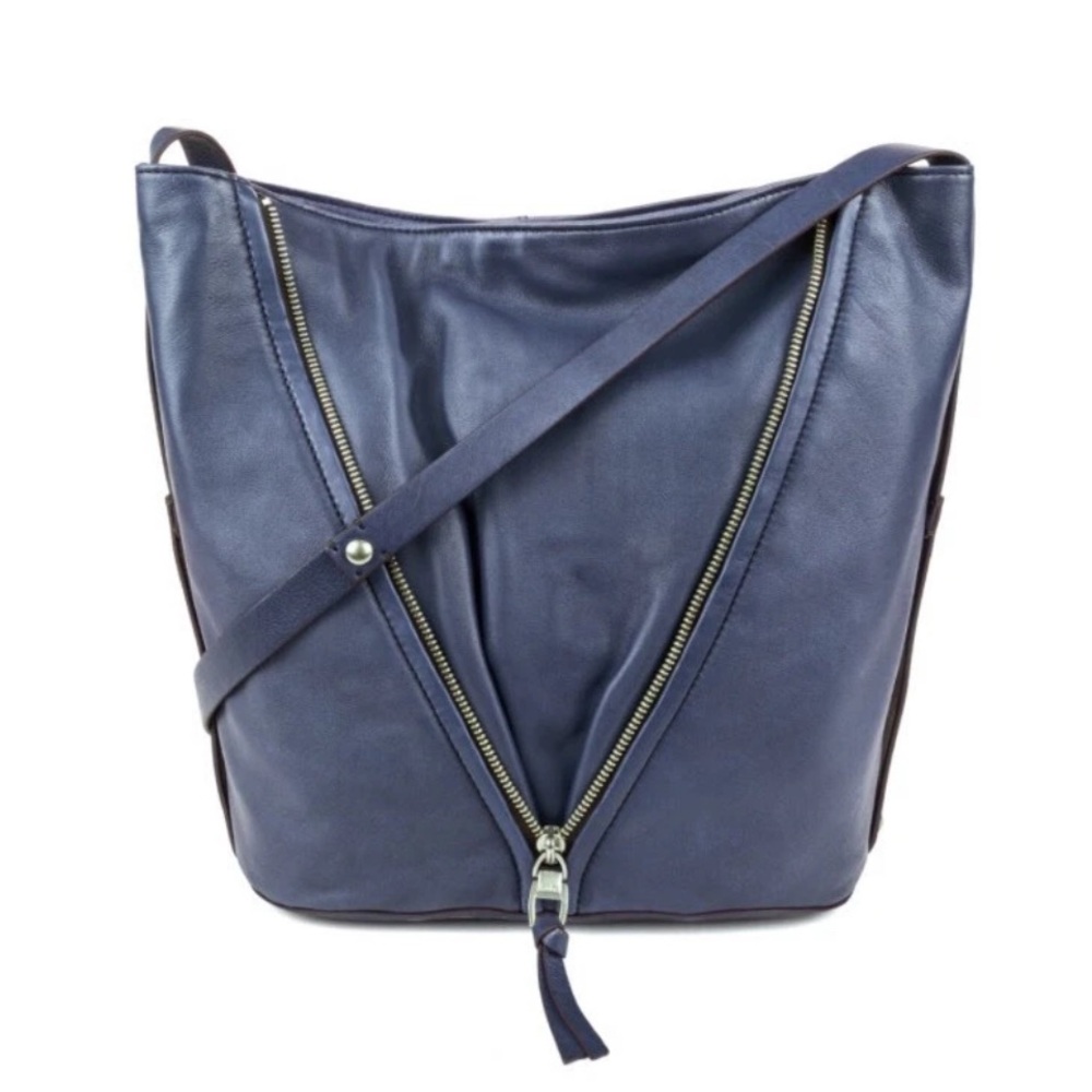 Kooba Soft Leather Magnet Closure Crossbody Denim Blue Purse Handbag